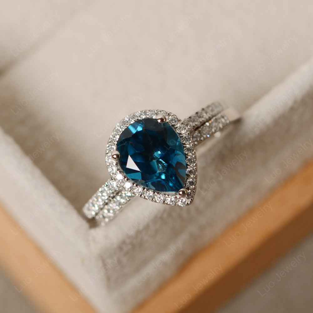 Pear Shaped London Blue Topaz Ring - LUO Jewelry