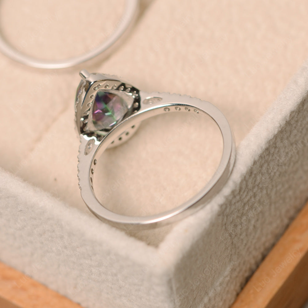 Pear Cut Mystic Topaz Bridal Set Engagement Ring - LUO Jewelry