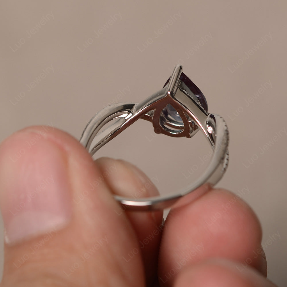 Alexandrite Split Shank Pear Engagement Ring - LUO Jewelry