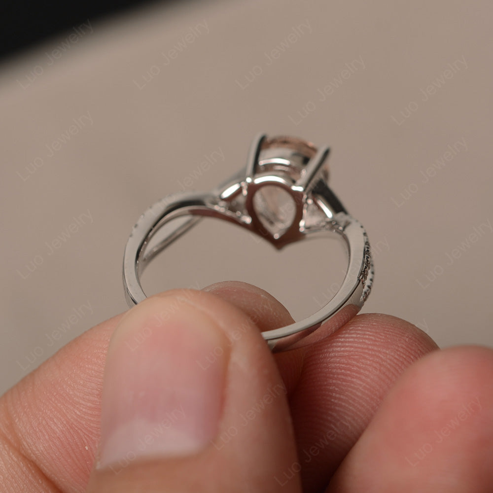 Morganite Split Shank Pear Engagement Ring - LUO Jewelry