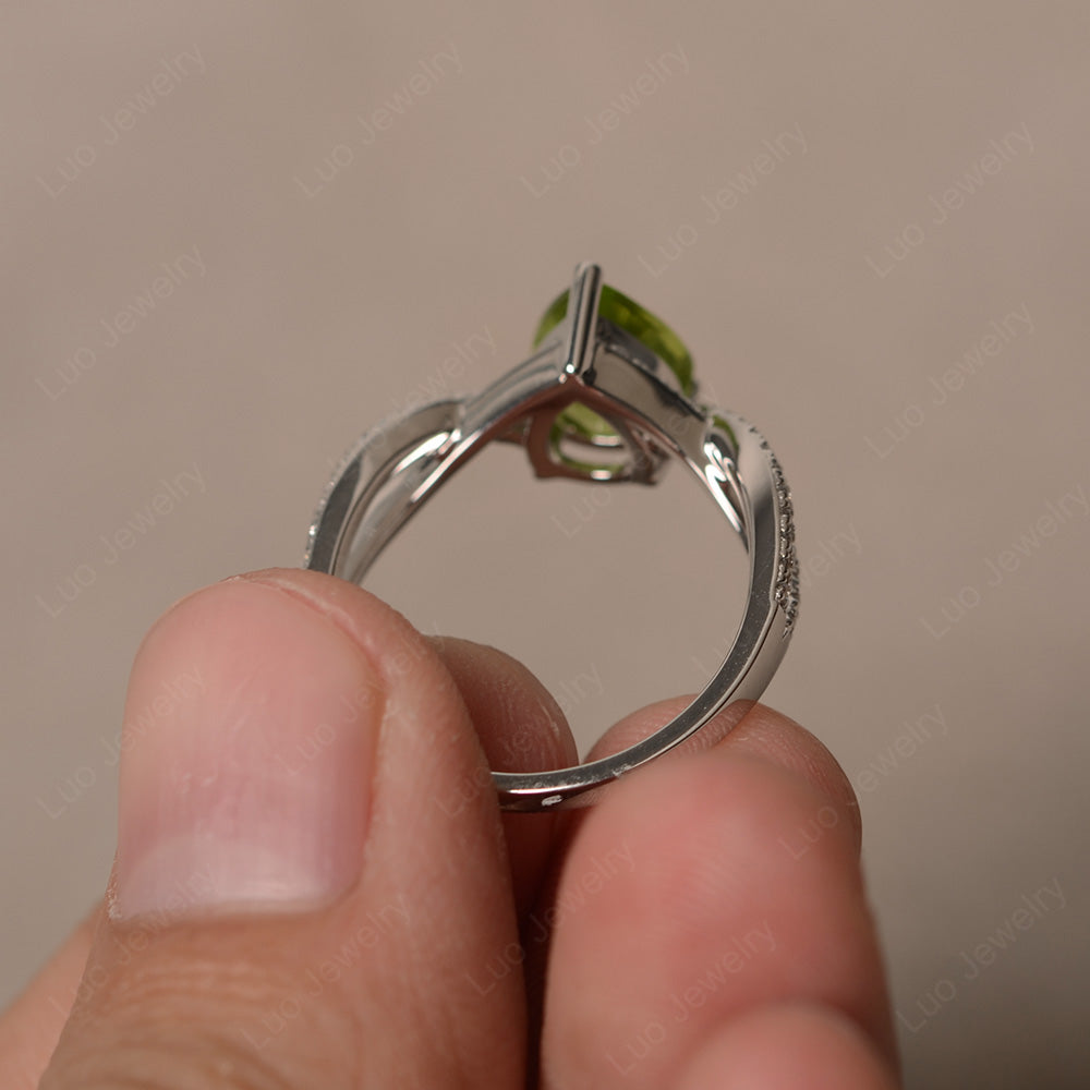 Peridot Split Shank Pear Engagement Ring - LUO Jewelry