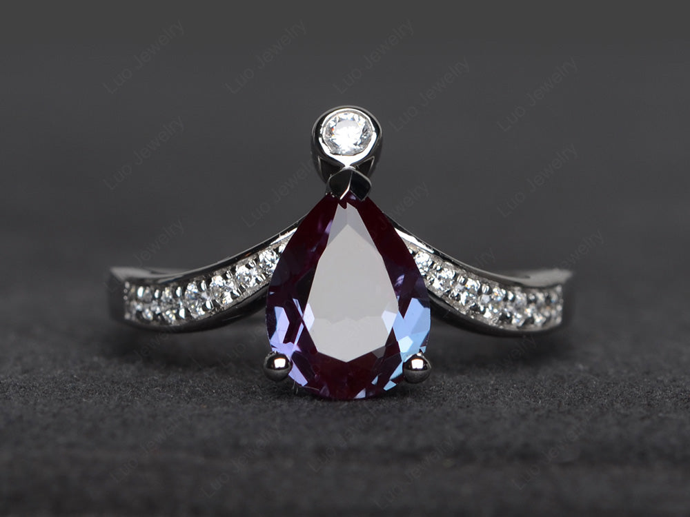 Unique Pear Shaped Alexandrite Ring Art Deco - LUO Jewelry