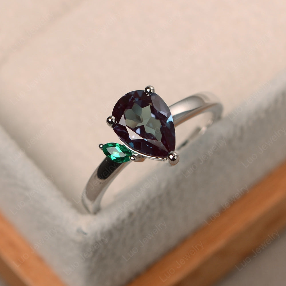 Unique Pear Shaped Alexandrite Wedding Ring - LUO Jewelry