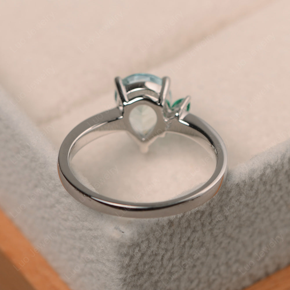 Unique Pear Shaped Aquamarine Wedding Ring - LUO Jewelry