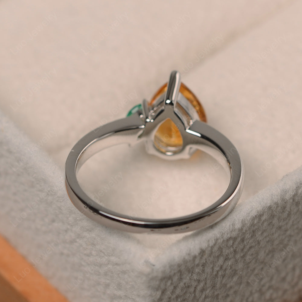 Unique Pear Shaped Citrine Wedding Ring - LUO Jewelry