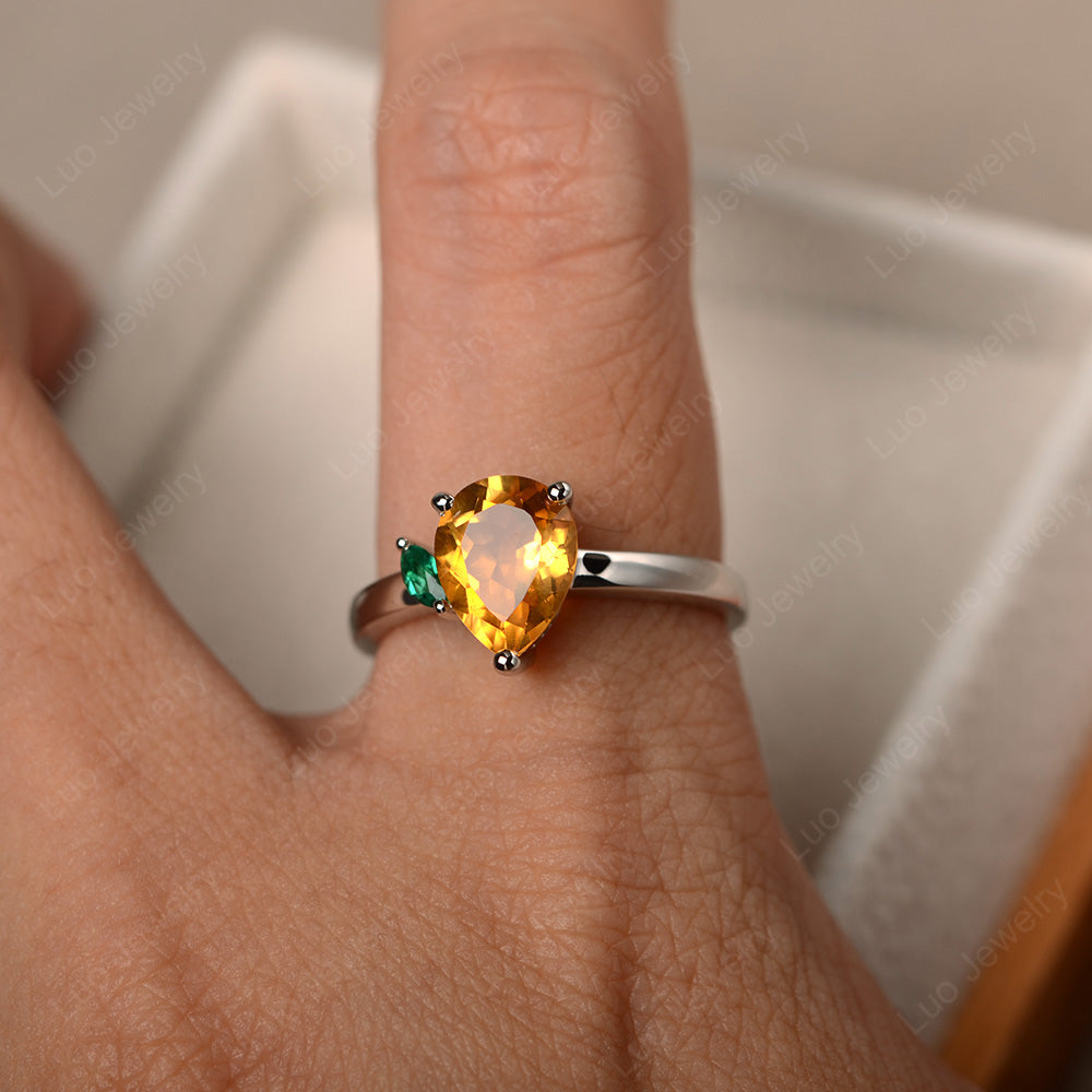 Unique Pear Shaped Citrine Wedding Ring - LUO Jewelry