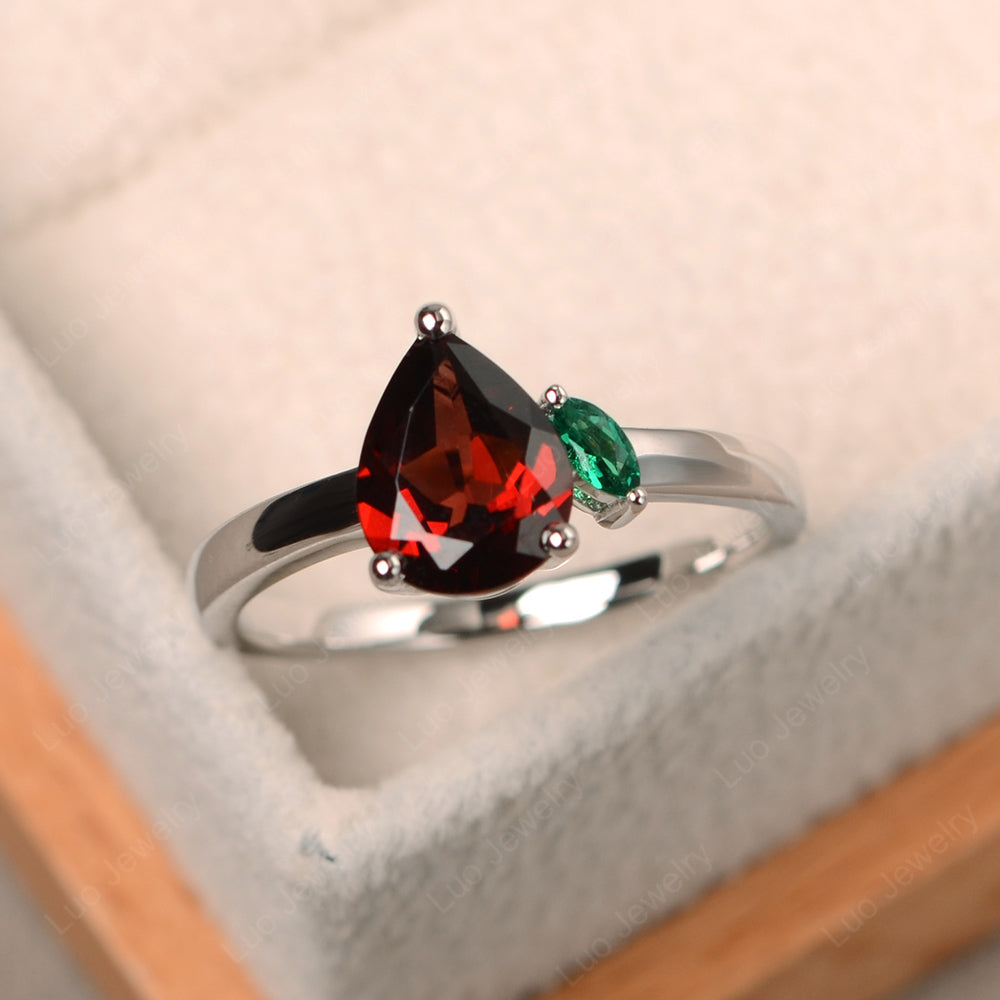 Unique Pear Shaped Garnet Wedding Ring - LUO Jewelry