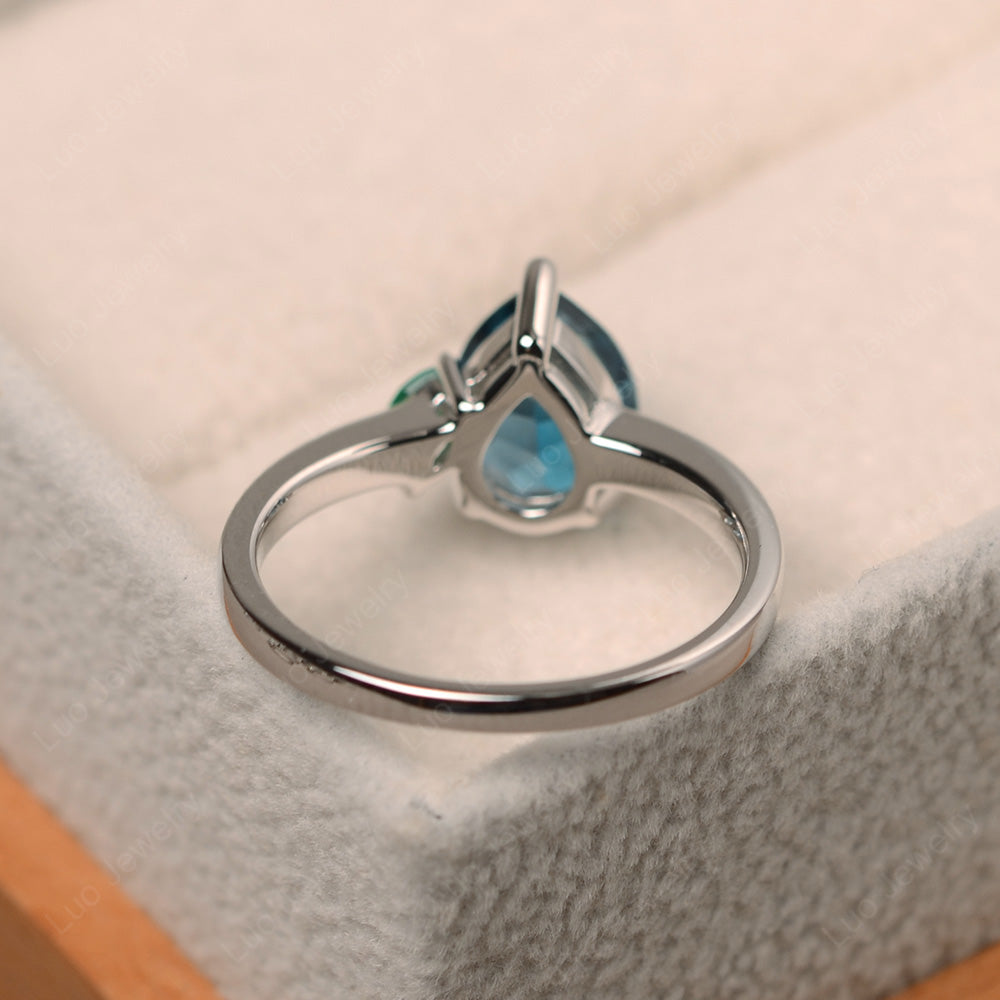 Unique Pear Shaped London Blue Topaz Wedding Ring - LUO Jewelry