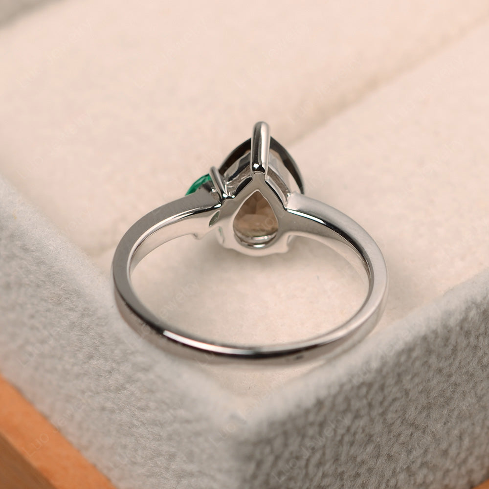 Unique Pear Shaped Smoky Quartz  Wedding Ring - LUO Jewelry