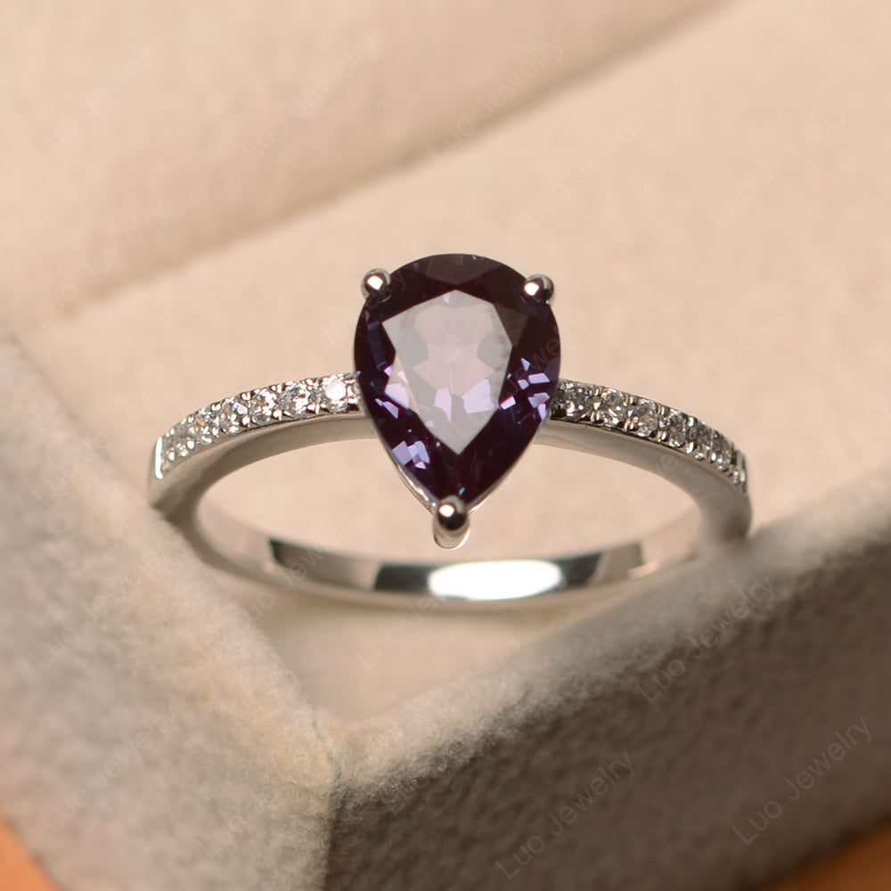 Teardrop Alexandrite Engagement Ring - LUO Jewelry