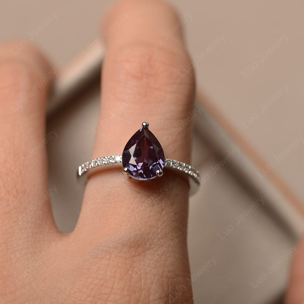 Teardrop Alexandrite Engagement Ring - LUO Jewelry
