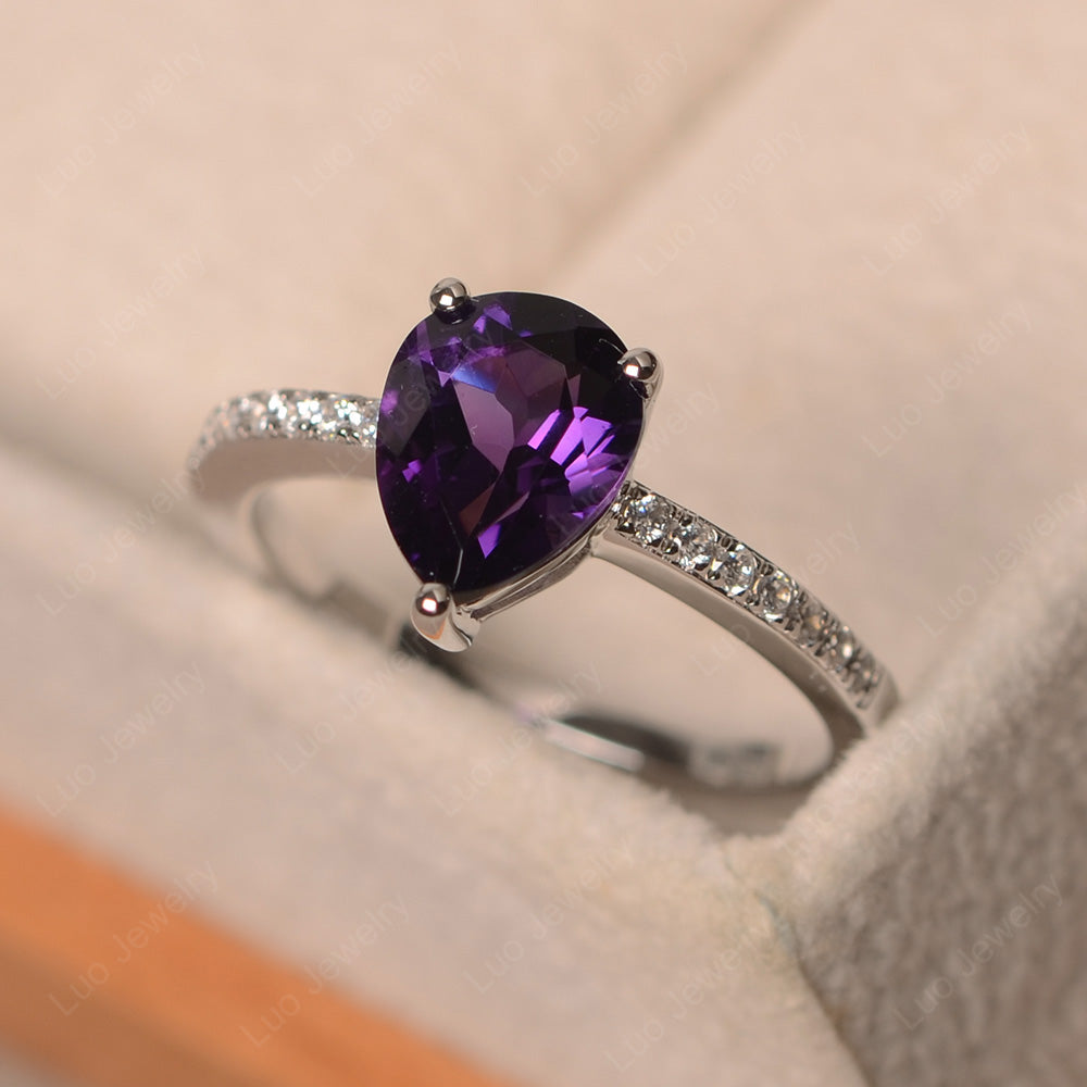 Teardrop Amethyst Engagement Ring - LUO Jewelry