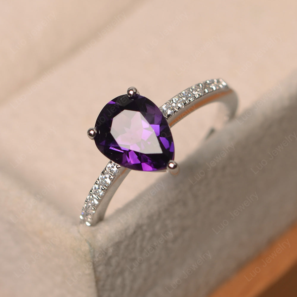 Teardrop Amethyst Engagement Ring - LUO Jewelry