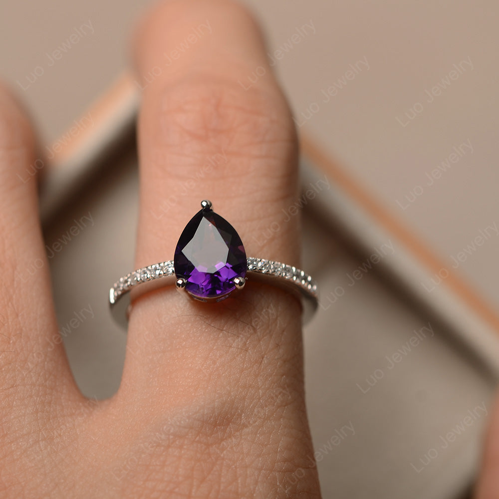 Teardrop Amethyst Engagement Ring - LUO Jewelry