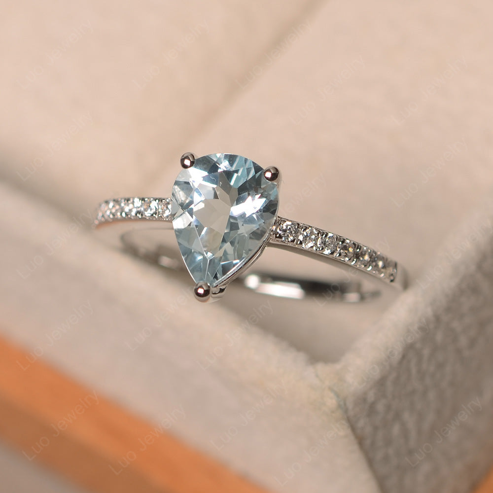 Teardrop Aquamarine Engagement Ring - LUO Jewelry