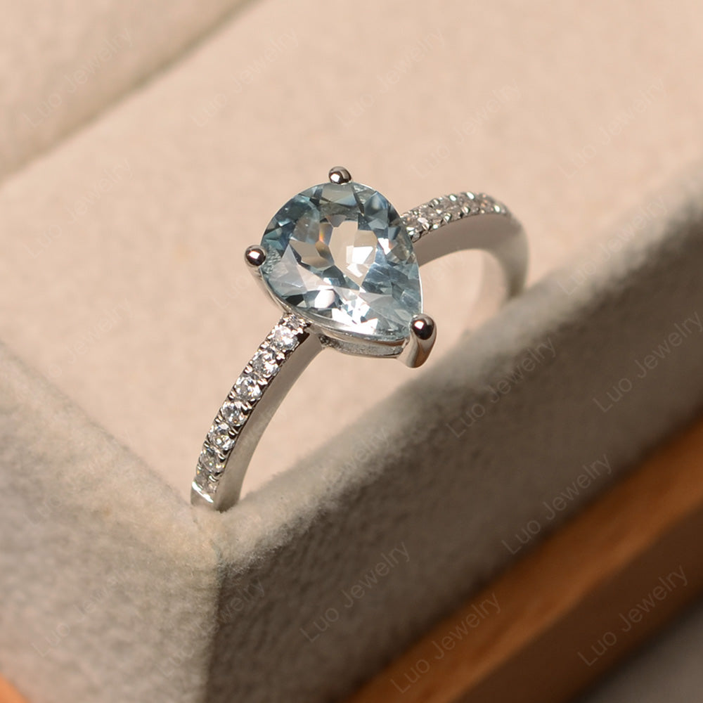 Teardrop Aquamarine Engagement Ring - LUO Jewelry
