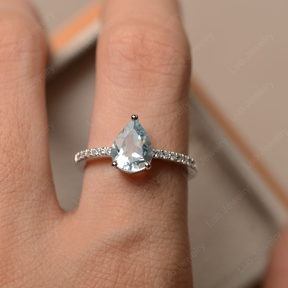 Teardrop Aquamarine Engagement Ring - LUO Jewelry