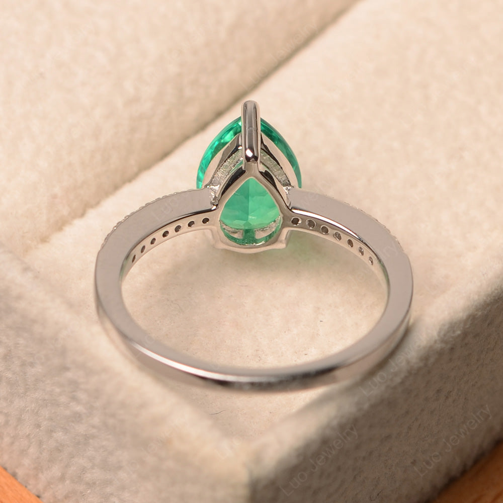 Teardrop Lab Emerald Engagement Ring - LUO Jewelry