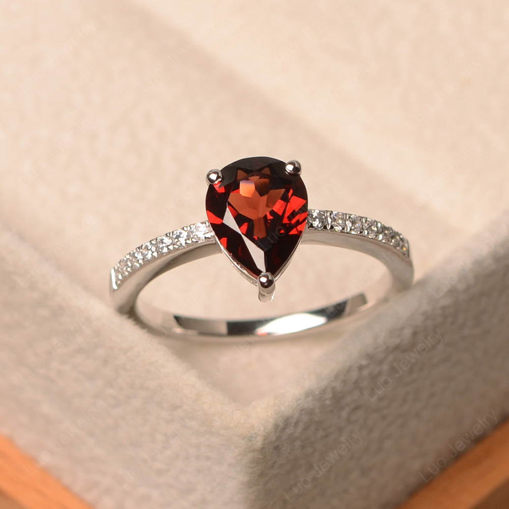 Teardrop Garnet Engagement Ring - LUO Jewelry