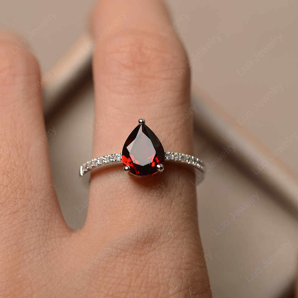 Teardrop Garnet Engagement Ring - LUO Jewelry