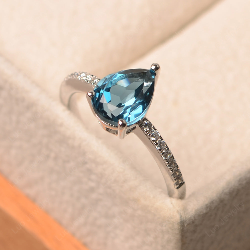 Teardrop London Blue Topaz Engagement Ring - LUO Jewelry