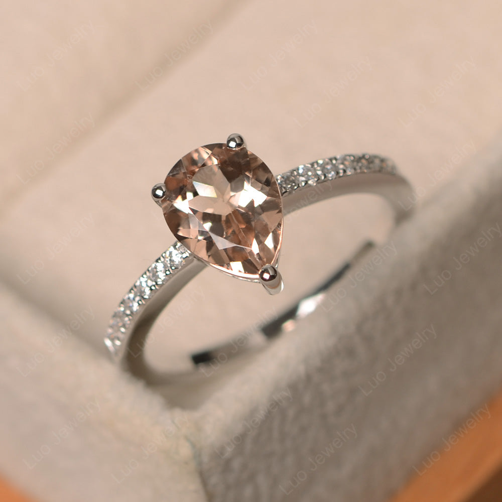 Teardrop Morganite Engagement Ring - LUO Jewelry