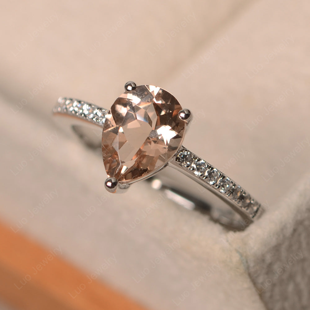 Teardrop Morganite Engagement Ring - LUO Jewelry