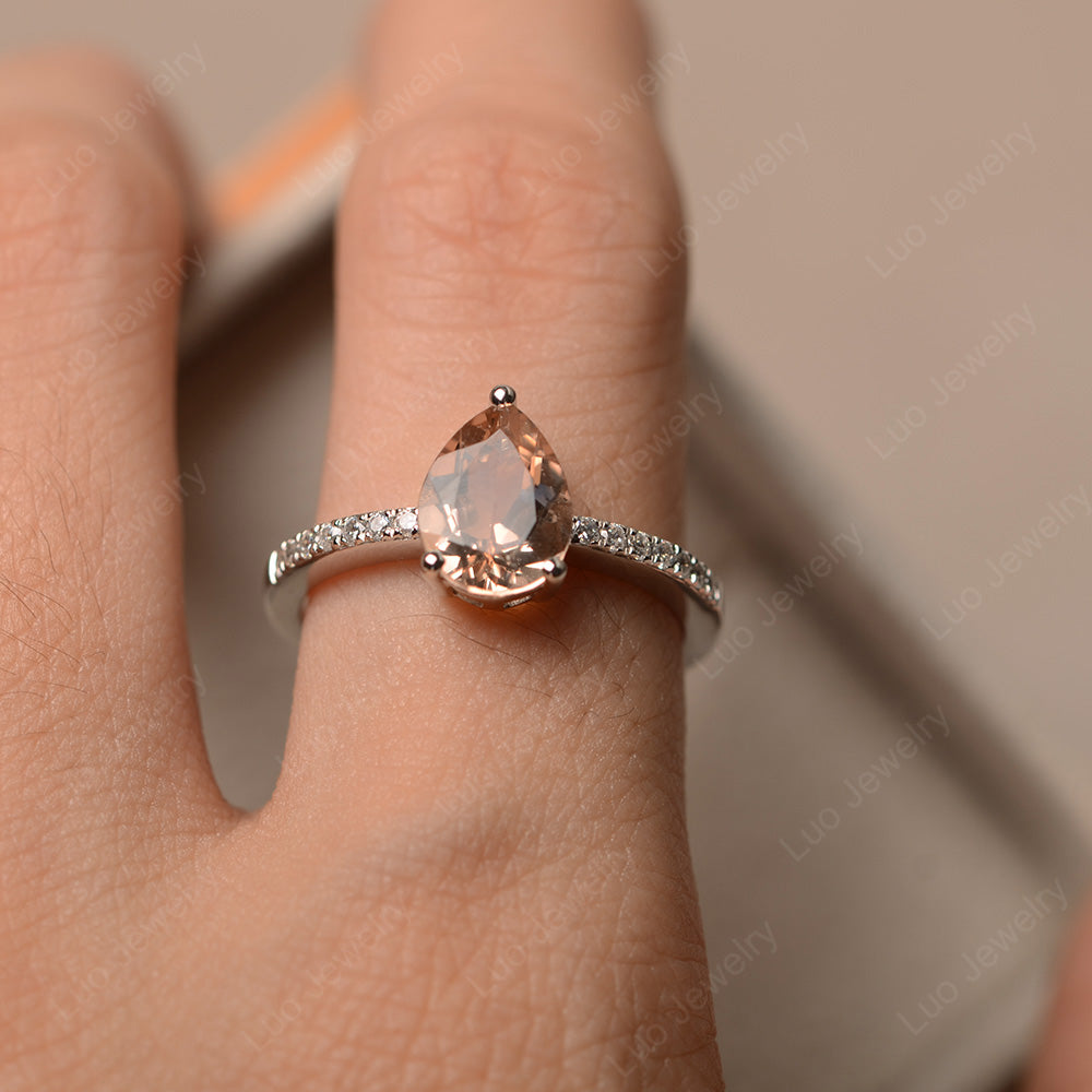Teardrop Morganite Engagement Ring - LUO Jewelry