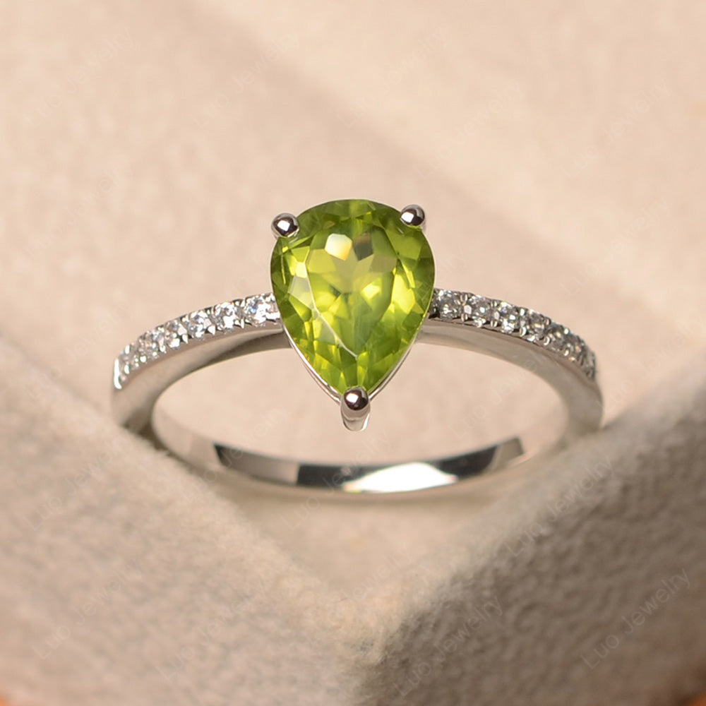 Teardrop Peridot Engagement Ring - LUO Jewelry