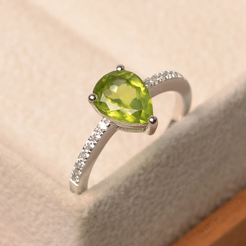 Teardrop Peridot Engagement Ring - LUO Jewelry