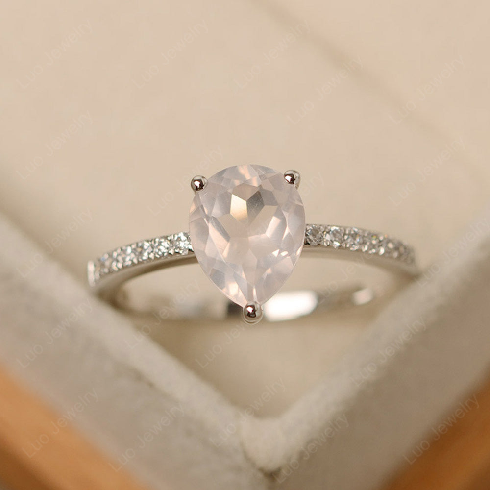 Teardrop Rose Quartz Engagement Ring - LUO Jewelry