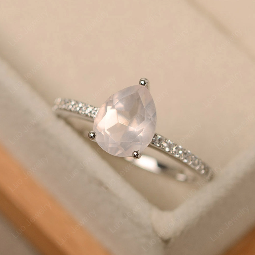Teardrop Rose Quartz Engagement Ring - LUO Jewelry