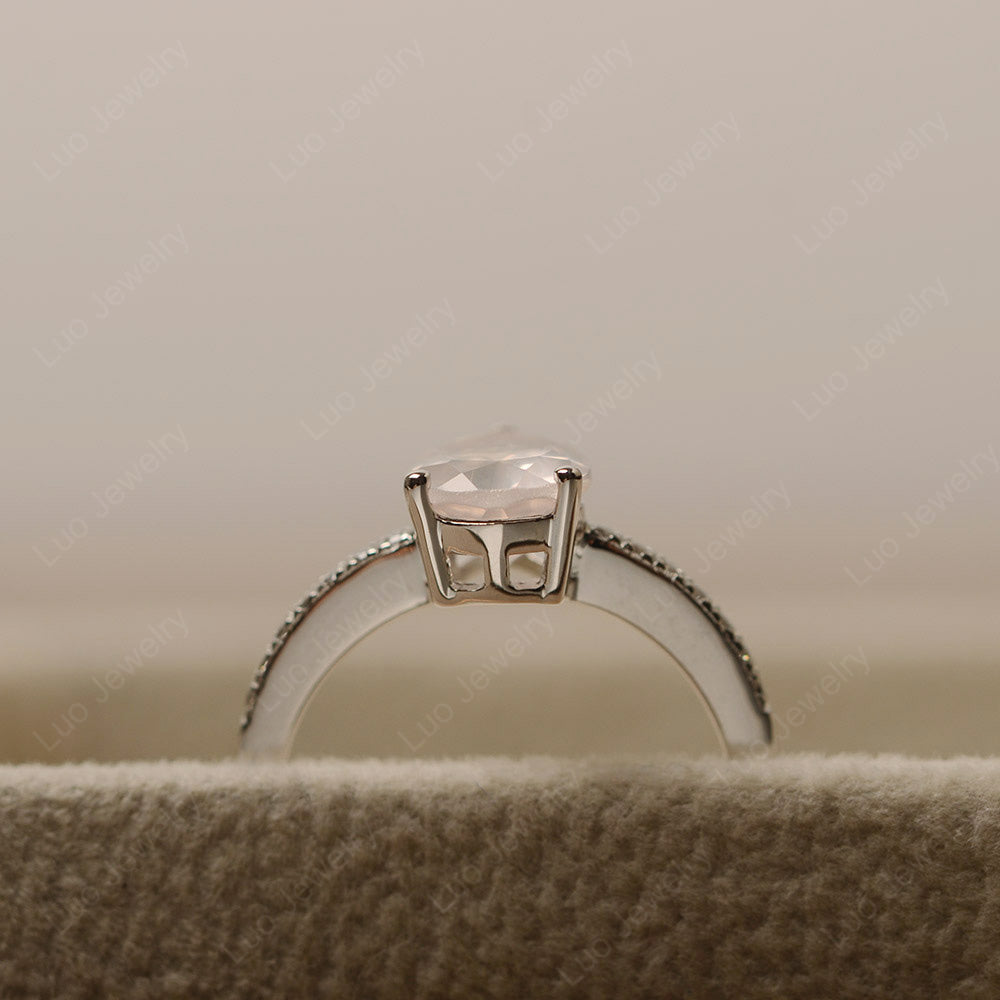 Teardrop Rose Quartz Engagement Ring - LUO Jewelry