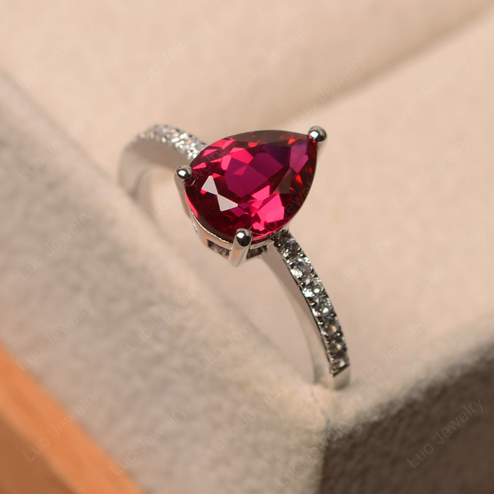 Teardrop Ruby Engagement Ring - LUO Jewelry