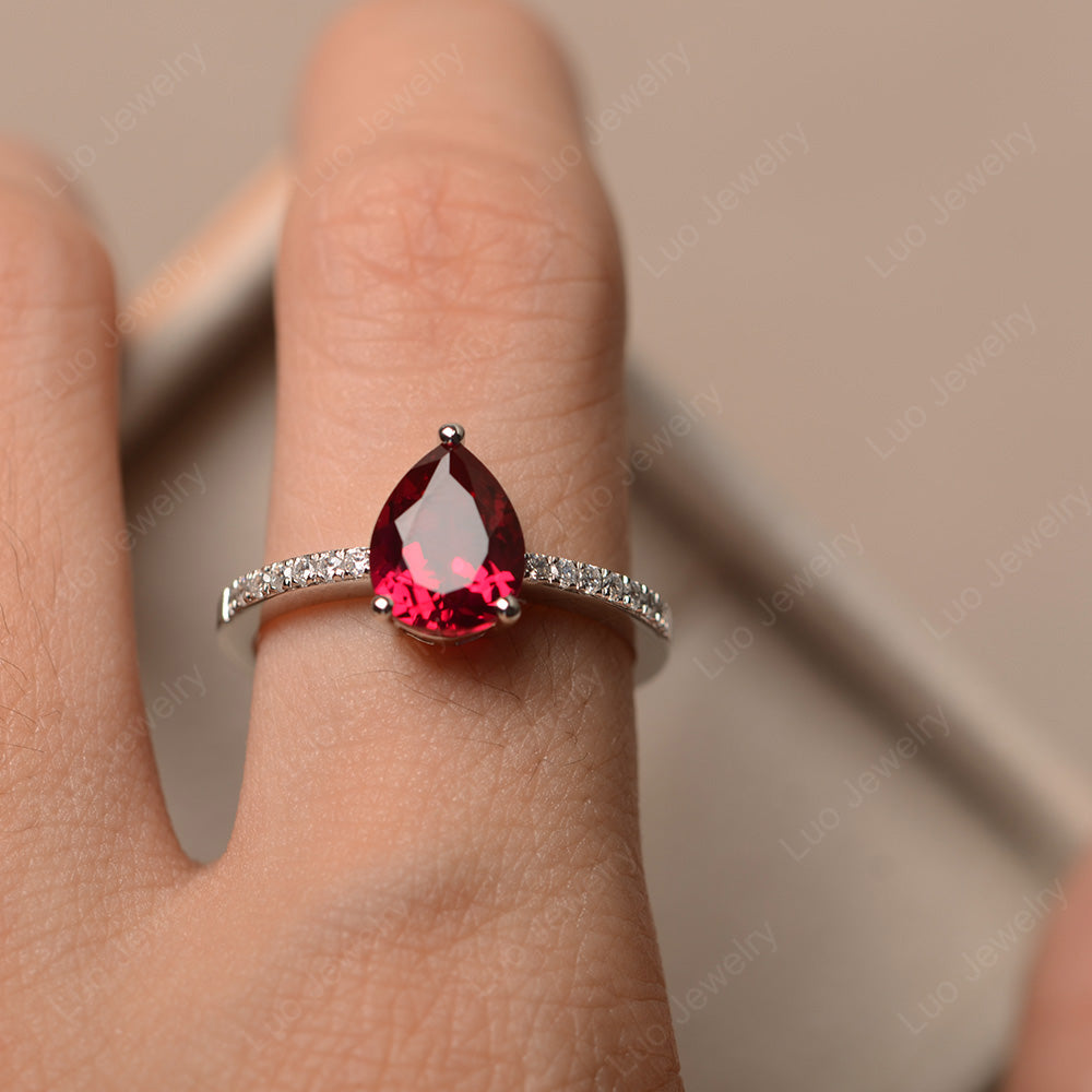 Teardrop Ruby Engagement Ring - LUO Jewelry