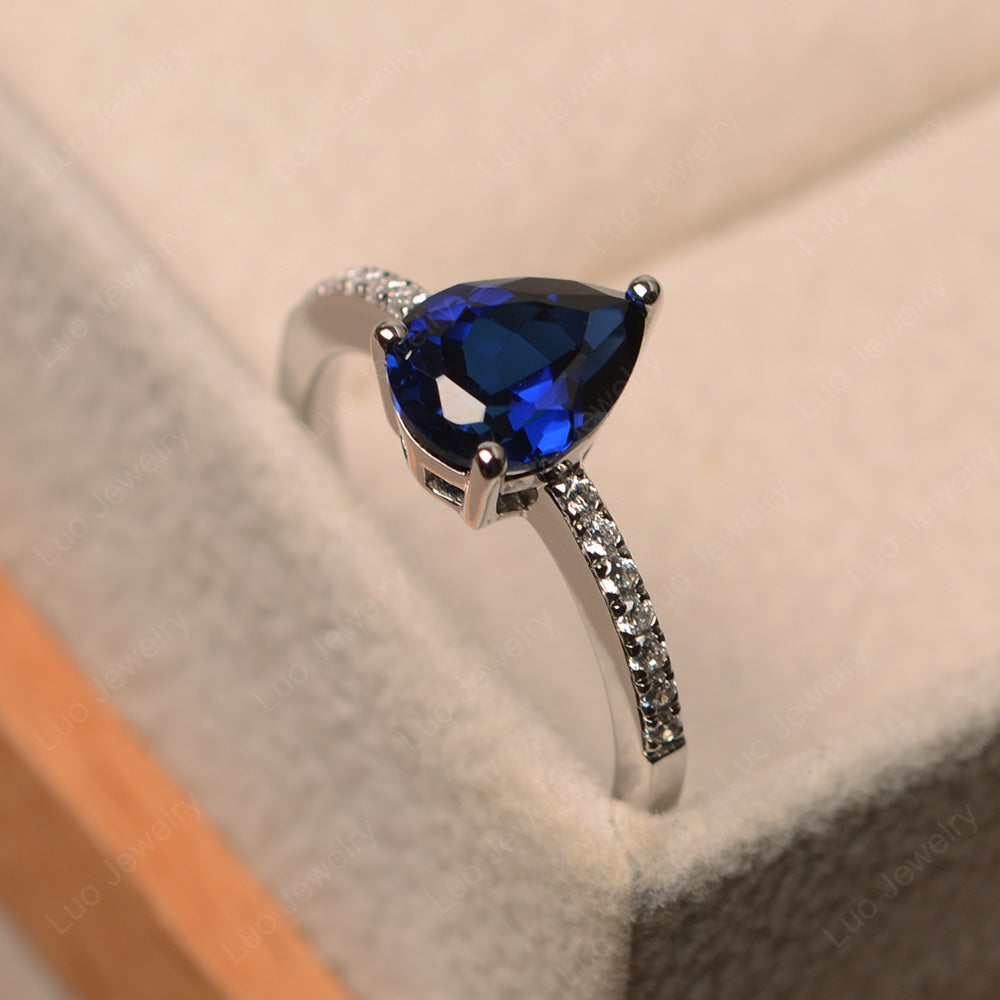 Teardrop Lab Sapphire Engagement Ring - LUO Jewelry