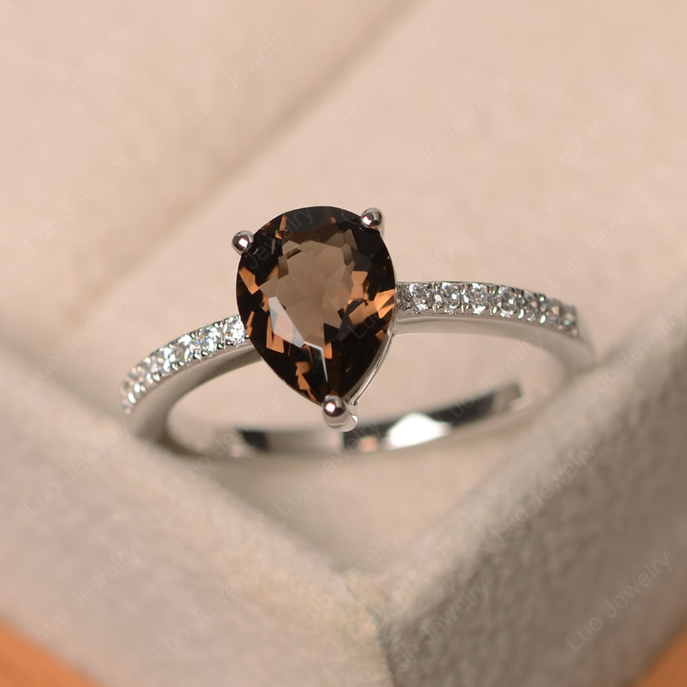 Teardrop Smoky Quartz  Engagement Ring - LUO Jewelry