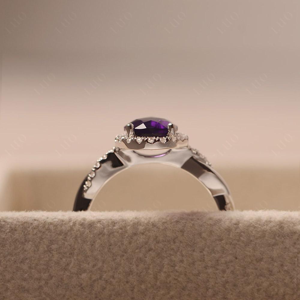 Pear Shaped Amethyst Twisted Halo Ring - LUO Jewelry