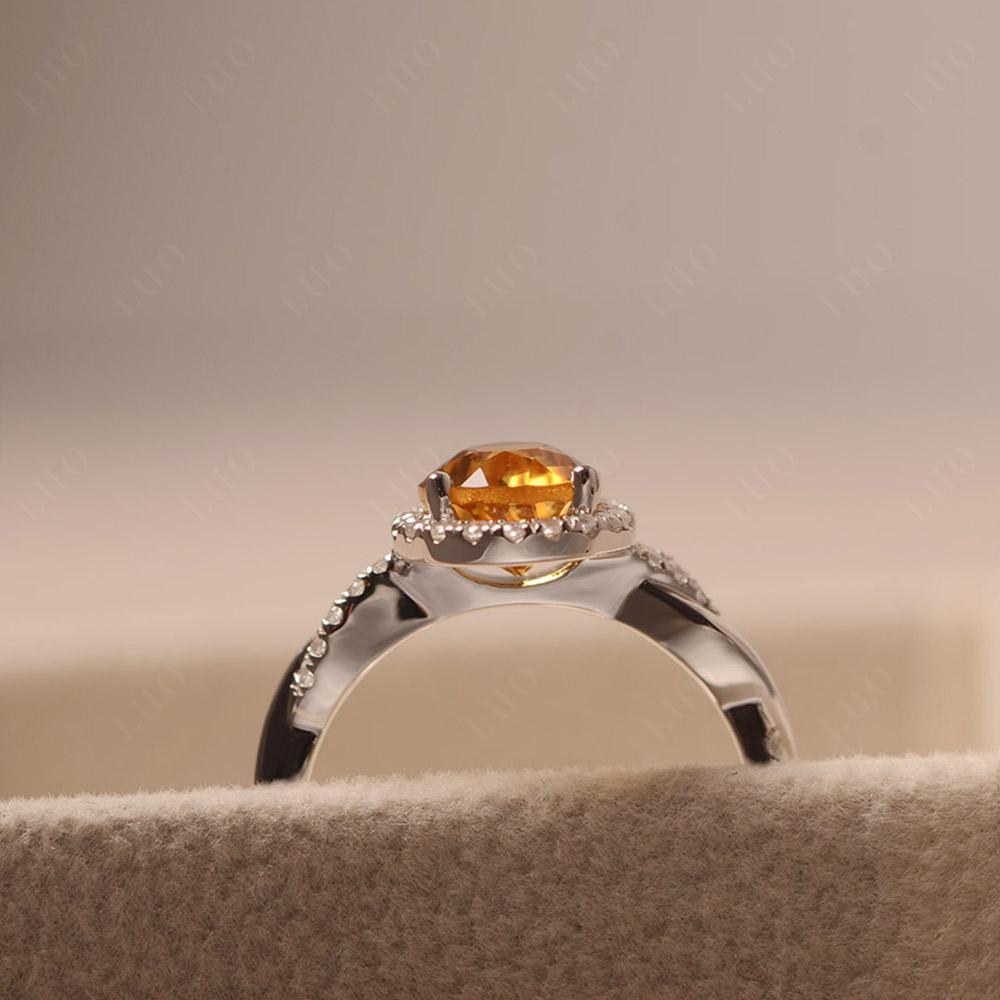 Pear Shaped Citrine Twisted Halo Ring - LUO Jewelry