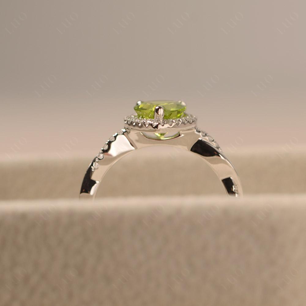 Pear Shaped Peridot Twisted Halo Ring - LUO Jewelry