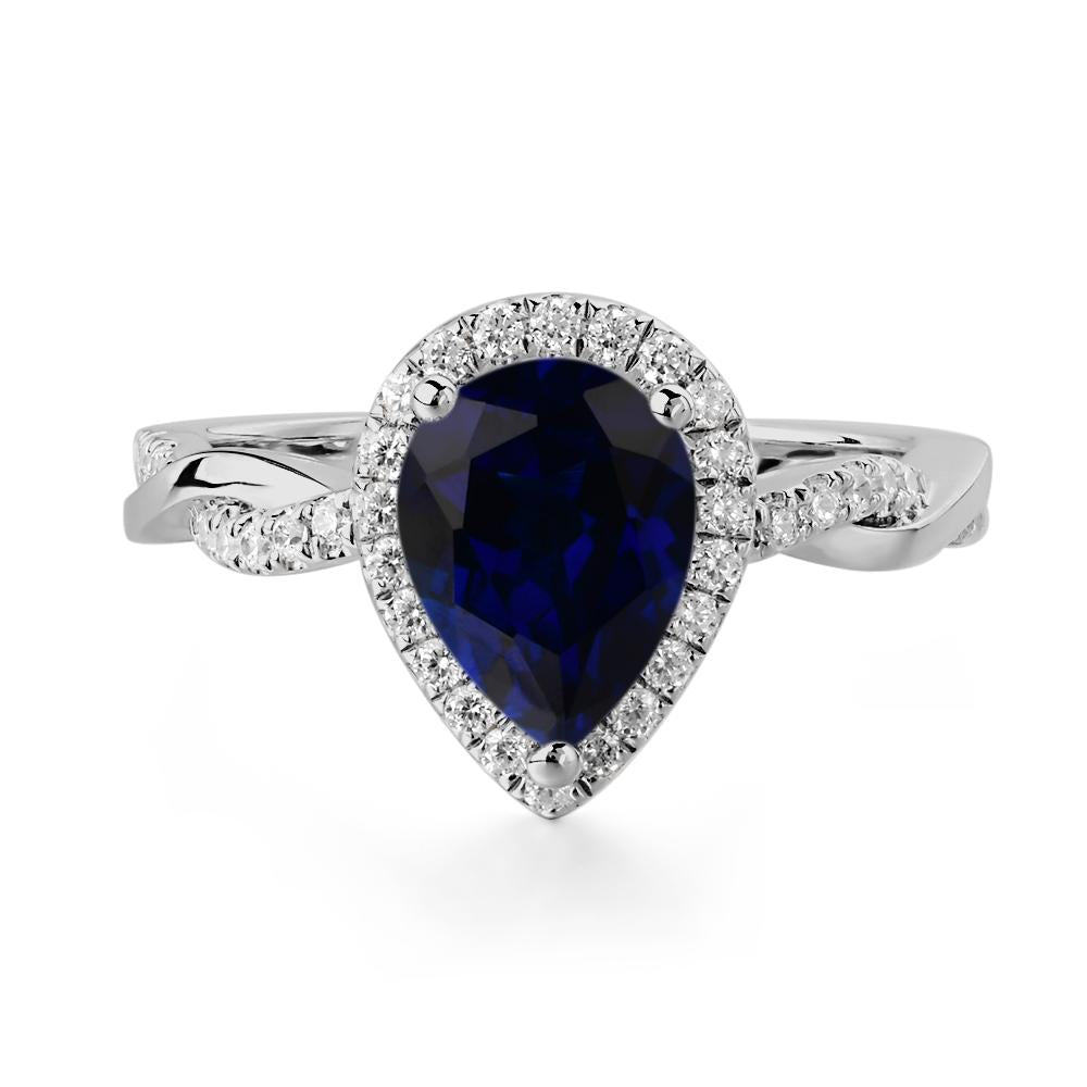 Pear Shaped Sapphire Twisted Halo Ring - LUO Jewelry #metal_platinum