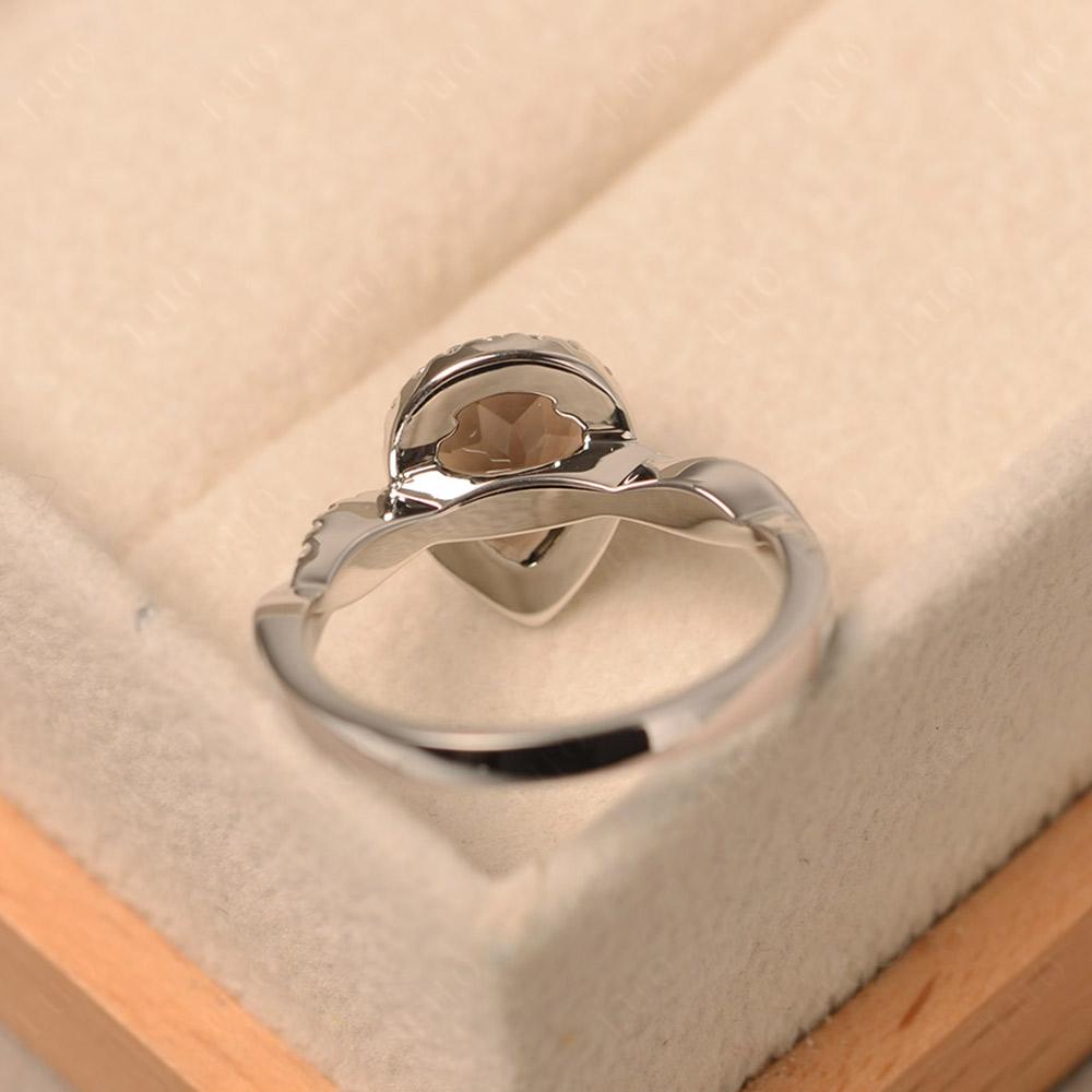 Pear Shaped Smoky Quartz Twisted Halo Ring - LUO Jewelry