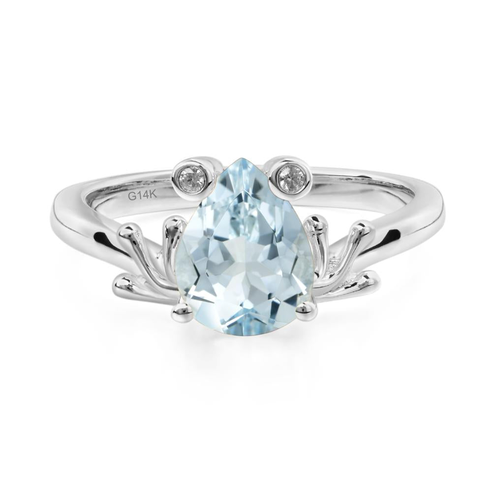 Aquamarine Ring Frog Engagement Ring - LUO Jewelry #metal_14k white gold