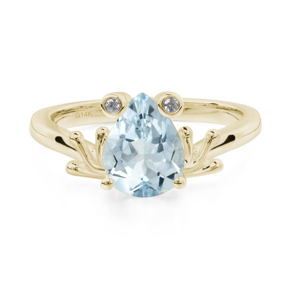 Aquamarine Ring Frog Engagement Ring - LUO Jewelry #metal_14k yellow gold