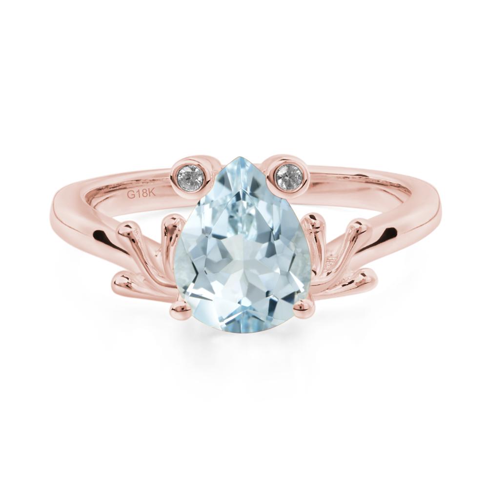 Aquamarine Ring Frog Engagement Ring - LUO Jewelry #metal_18k rose gold