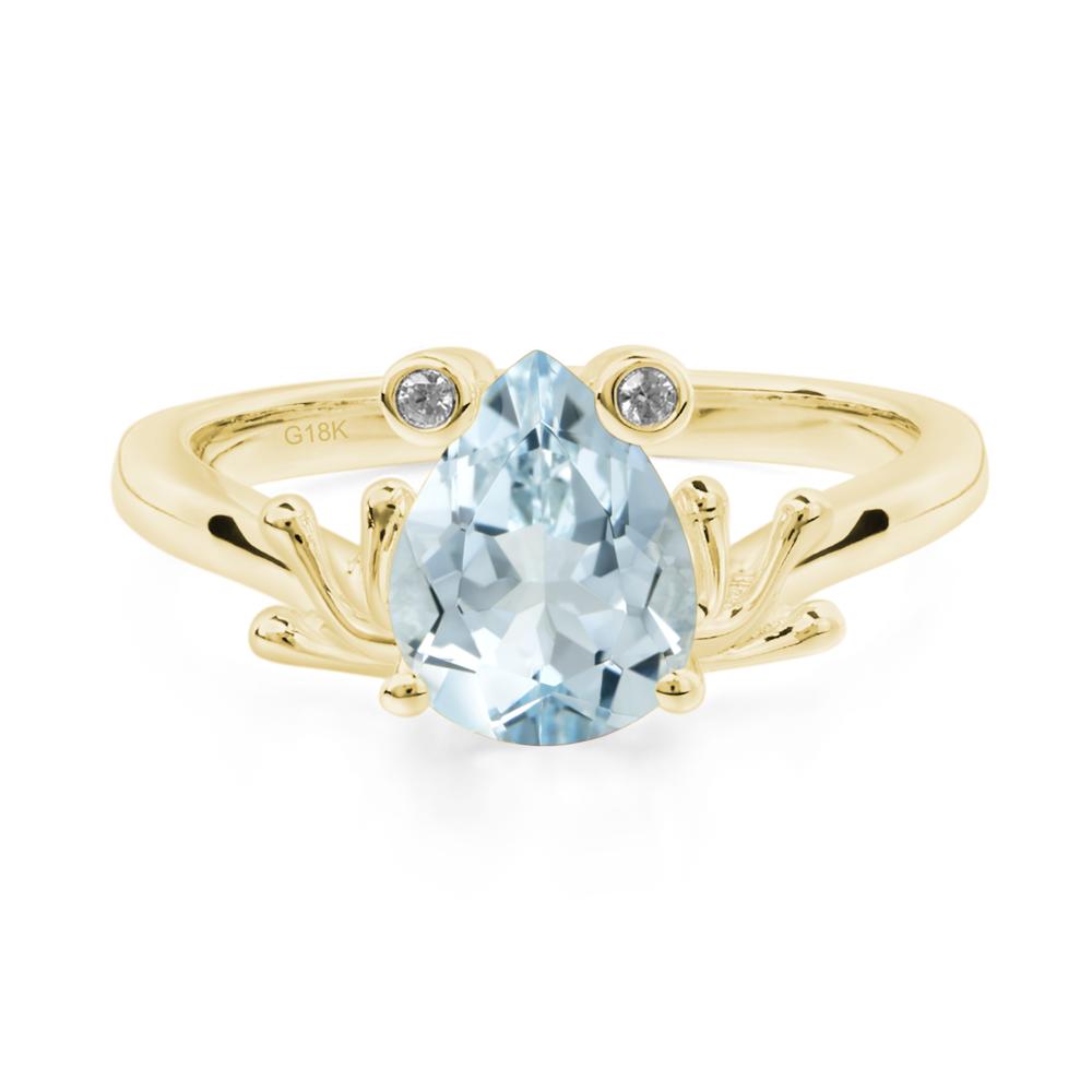 Aquamarine Ring Frog Engagement Ring - LUO Jewelry #metal_18k yellow gold
