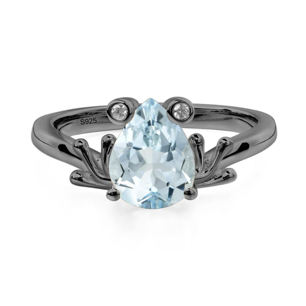 Aquamarine Ring Frog Engagement Ring - LUO Jewelry #metal_black finish sterling silver