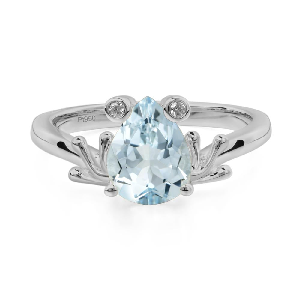 Aquamarine Ring Frog Engagement Ring - LUO Jewelry #metal_platinum