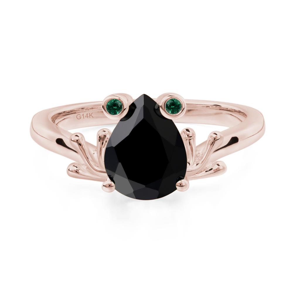 Black Spinel Ring Frog Engagement Ring - LUO Jewelry #metal_14k rose gold