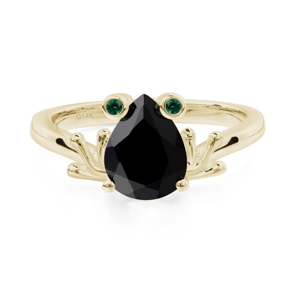 Black Spinel Ring Frog Engagement Ring - LUO Jewelry #metal_14k yellow gold
